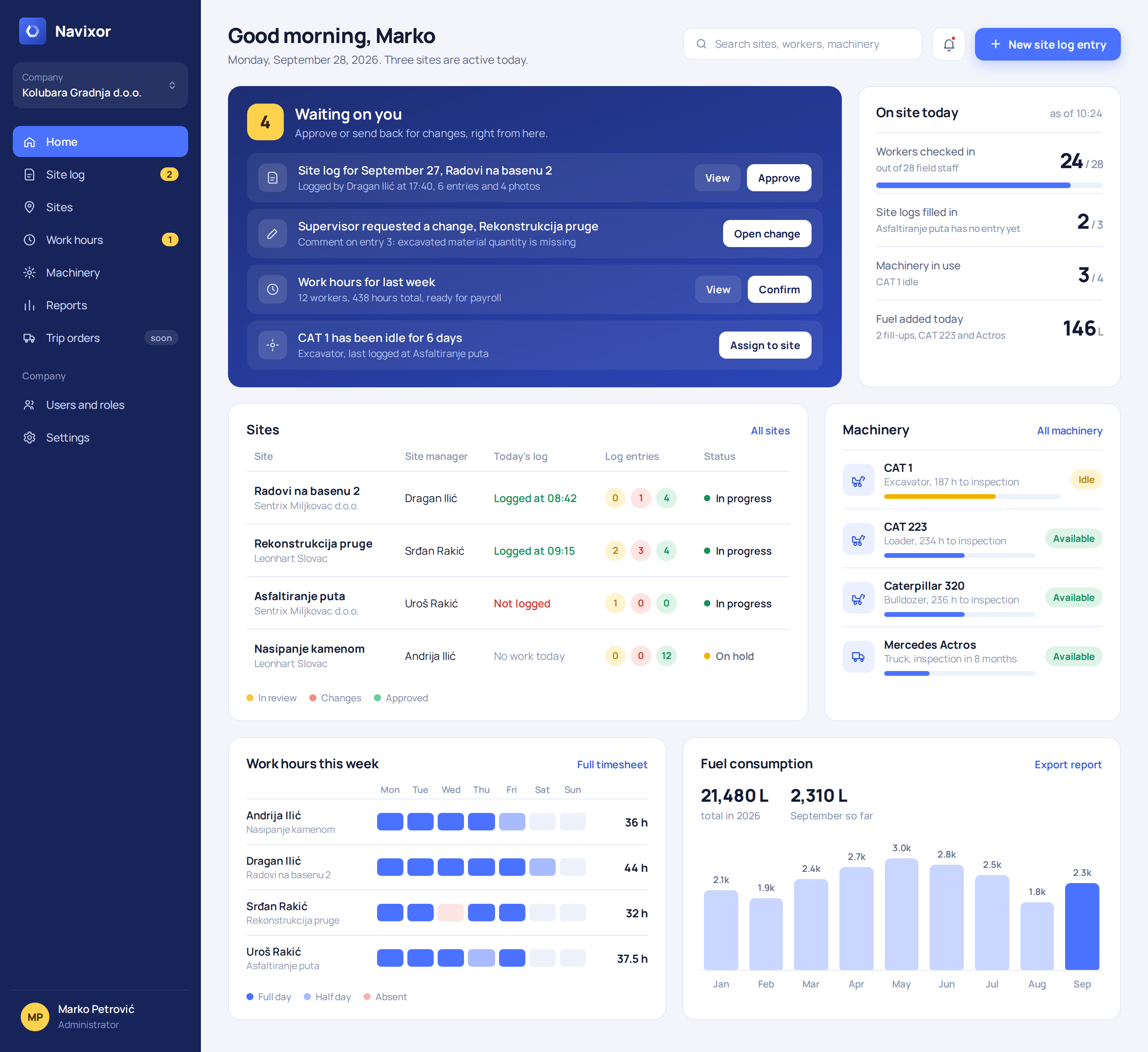 Construction platform interface